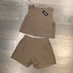 Automet Tan Sleeveless Top and Shorts Set NWT New With Tags